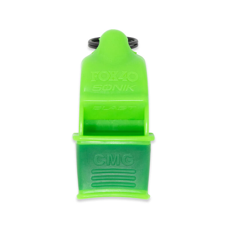 Fluier FOX 40 Sonik CMG cu snur, Verde Fluo/Alb 120dB