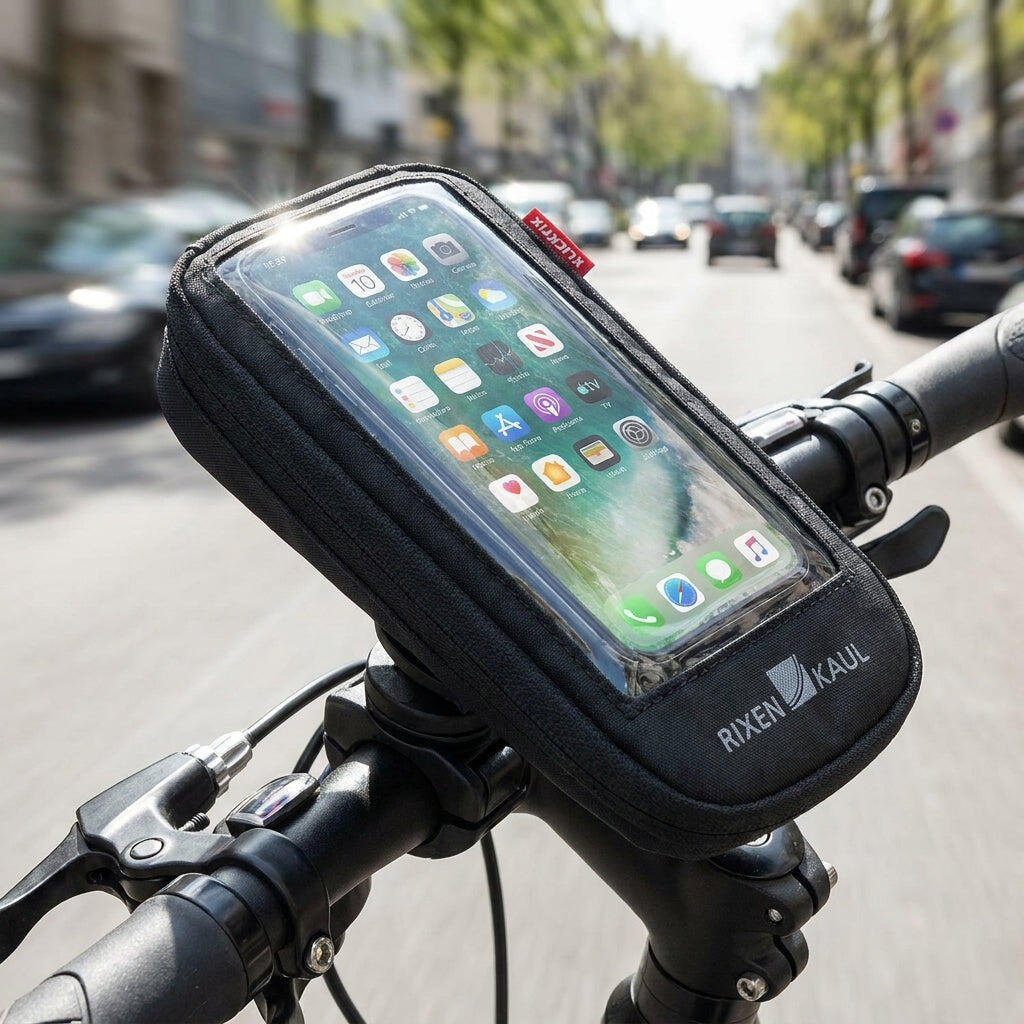 KLICKfix Phone Bag Comfort M met adapter, transparant, zwart, met draaikoppeling 2/2