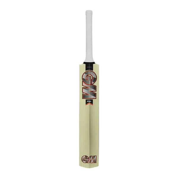 Wooden cricket bat with a rubber grip