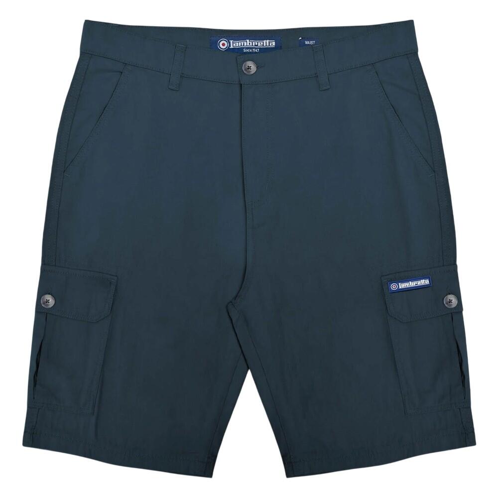 Lambretta Mens Rubberised Logo Cargo Shorts