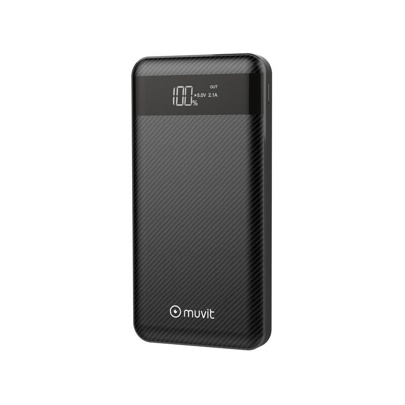 Powerbank Muvit 6000 mAh USB 2 puertos 2,1A + 3 inputs negro