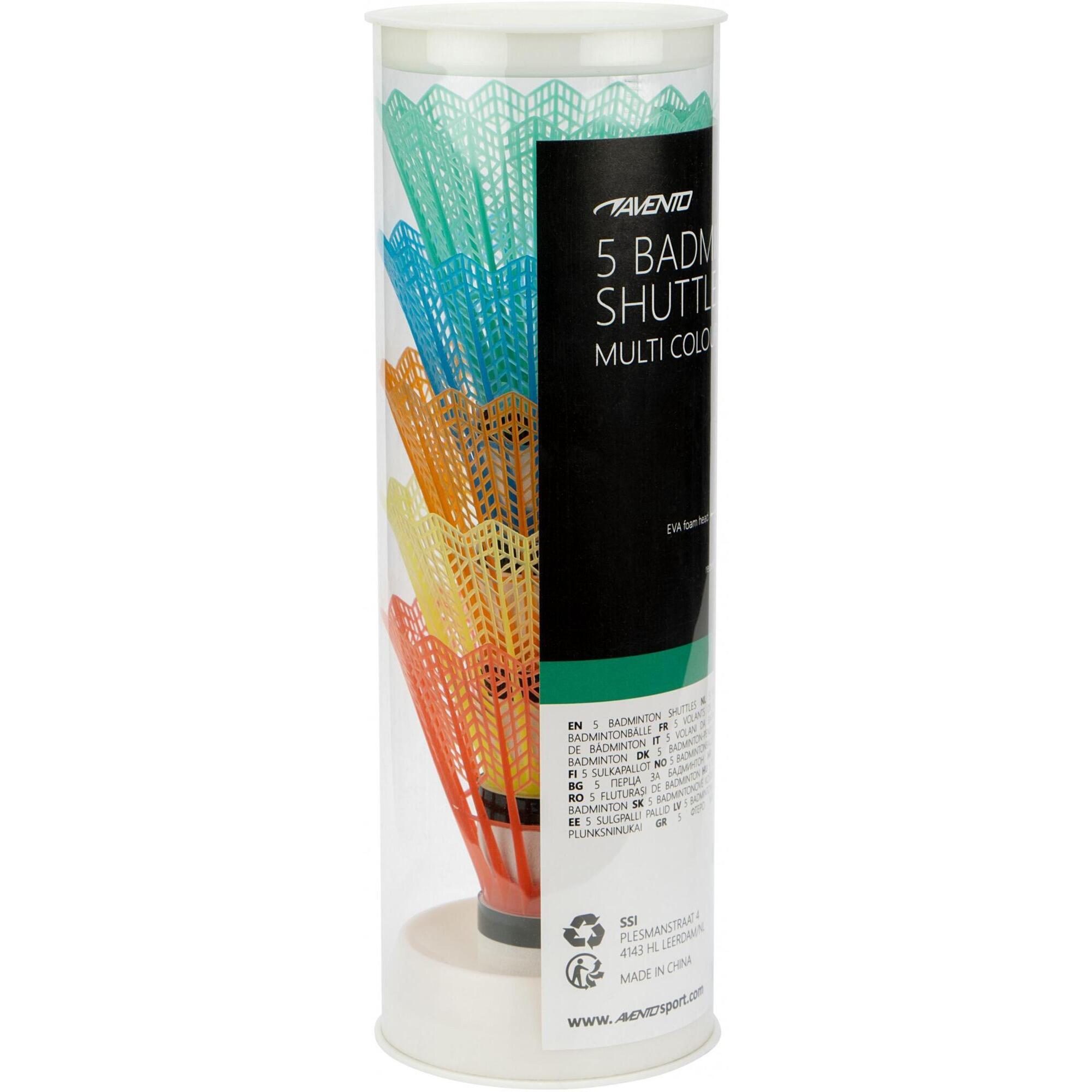 Fluturaşi Badminton Avento Set 5 Buc - Vârf Spumă EVA, Multicolor