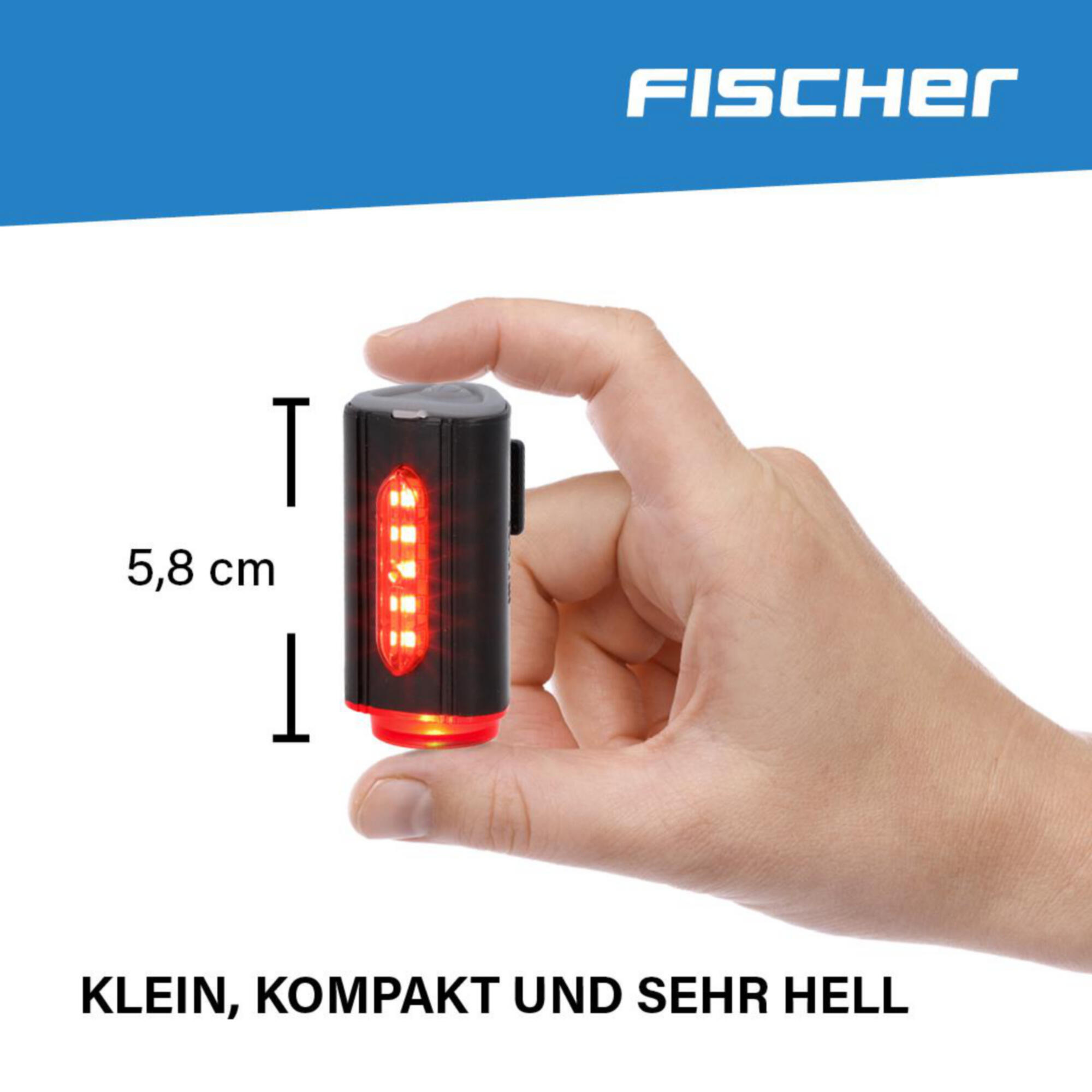 FISCHER Akku-USB-LED Beleuchtungsset 80 Lux inkl Rücklicht Twin Bodenbeleuchtung 7/8