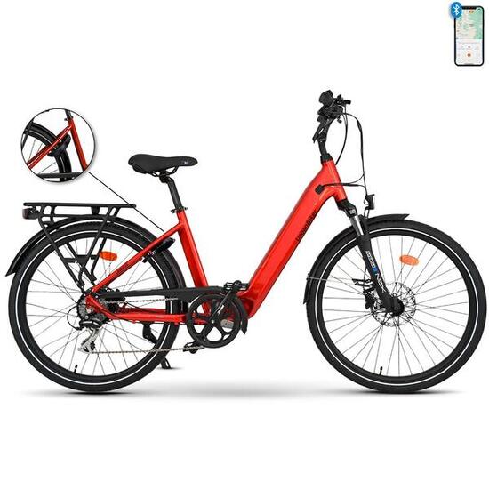 UB100B | Vielseitiges urbanes E-Bike | Reichweite bis zu 140 km | Rot | 26