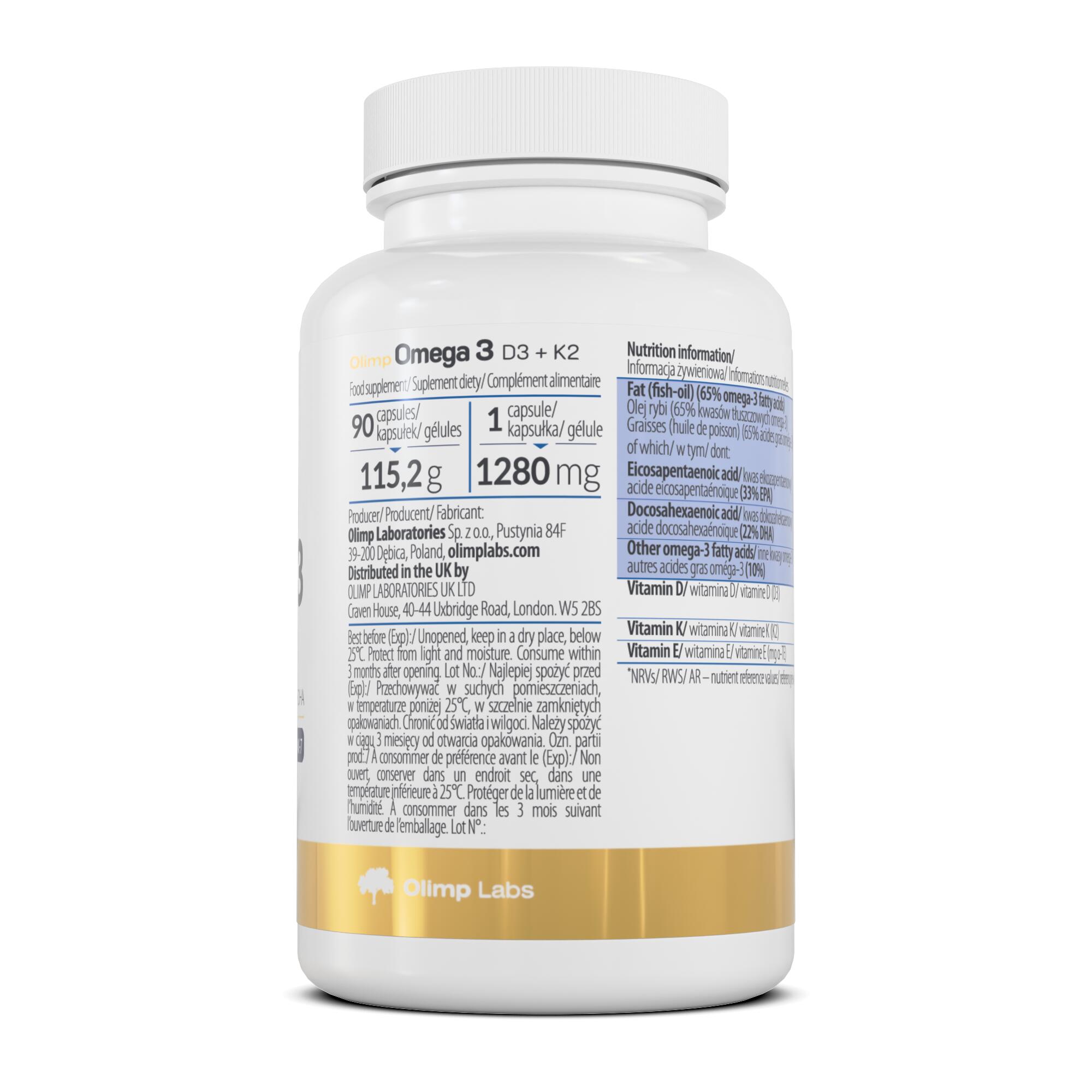 OLIMP OMEGA 3 D3+K2 90kaps WITAMINA D3 WITAMINY EPA DHA 2/3