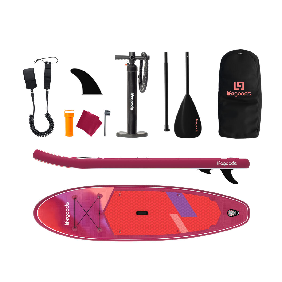 SUP Board Allround Compact - 300cm - max 100kg - beginners - Rood/Lila 5/6