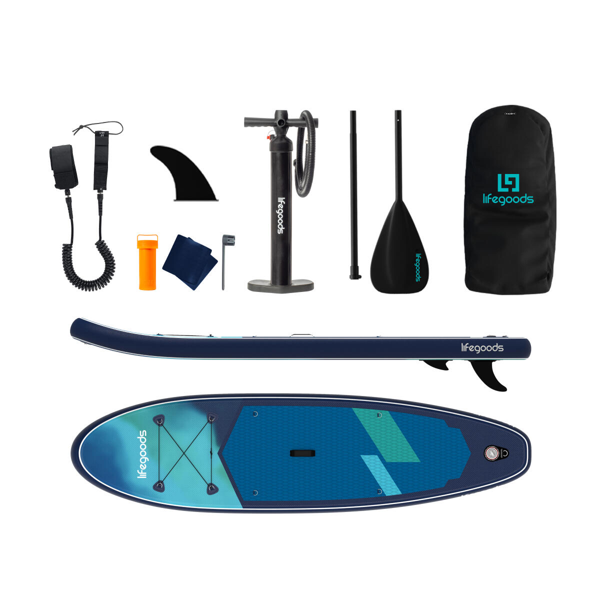 SUP Board Allround Compact - 300cm - max 100kg - beginners - Blauw/Groen 5/6