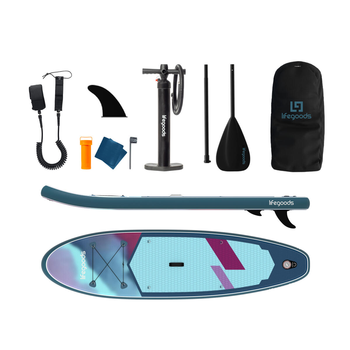 SUP Board Allround Compact - 300cm - max 100kg - beginners - Blauw/Paars 5/6