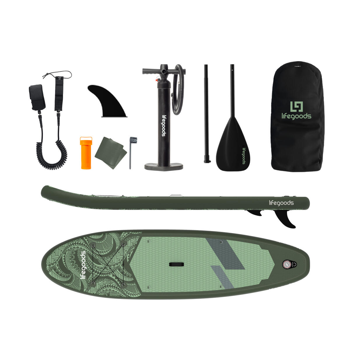 SUP Board Allround Compact - 300cm - max 100kg - beginners - Groen/Legergroen 5/6