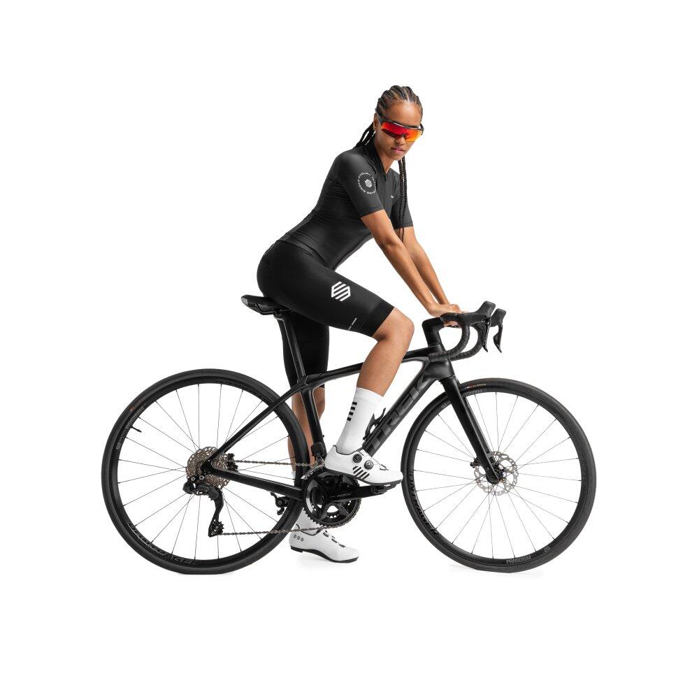 Damen Radsport kurze fahrradträgerhose für BX Time Trial Schwarz 3/8