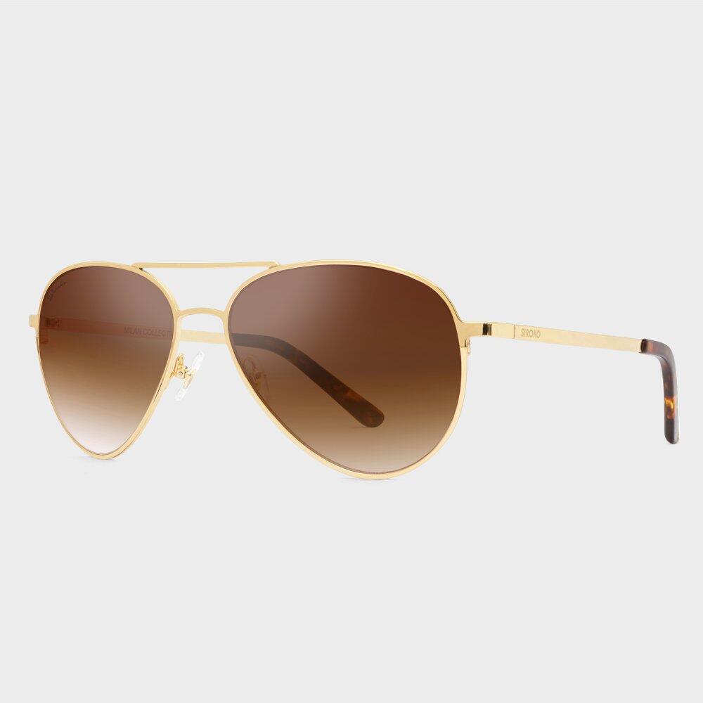 Herren und Damen Lifestyle Pilotenbrille aus Edelstahl Sempione Braun 4/7