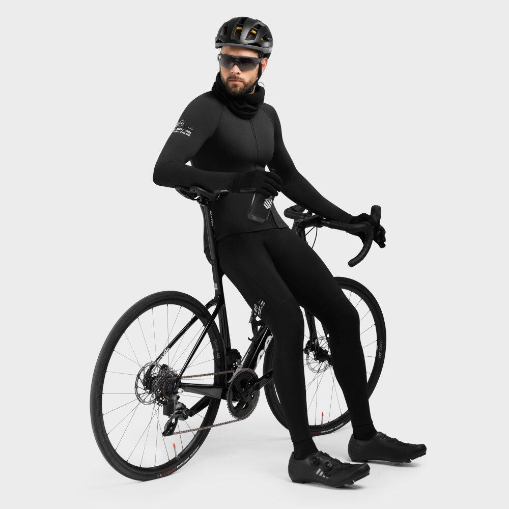 Cuissard long vélo thermique avec peau homme Cyclisme Core Speed Noir 4/7