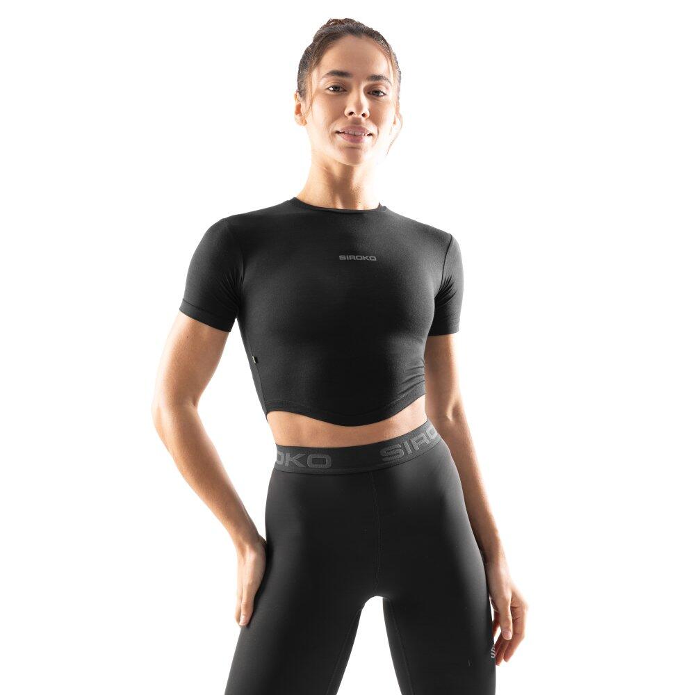 Damska koszulka treningowa crop top z krótkim rękawem Fitness Siroko Sculpt