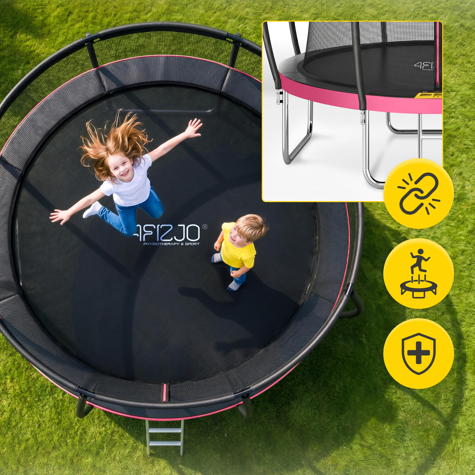 Dětská zahradní trampolína PRO 374 cm 4FIZJO 2/7