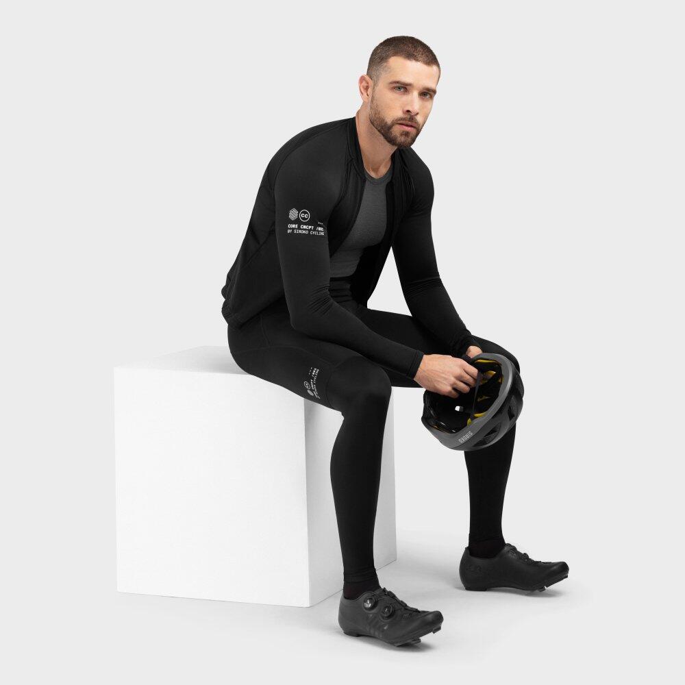 Pantaloni con fondello a gamba lunga uomo Ciclismo Core Topclass Nero 4/7