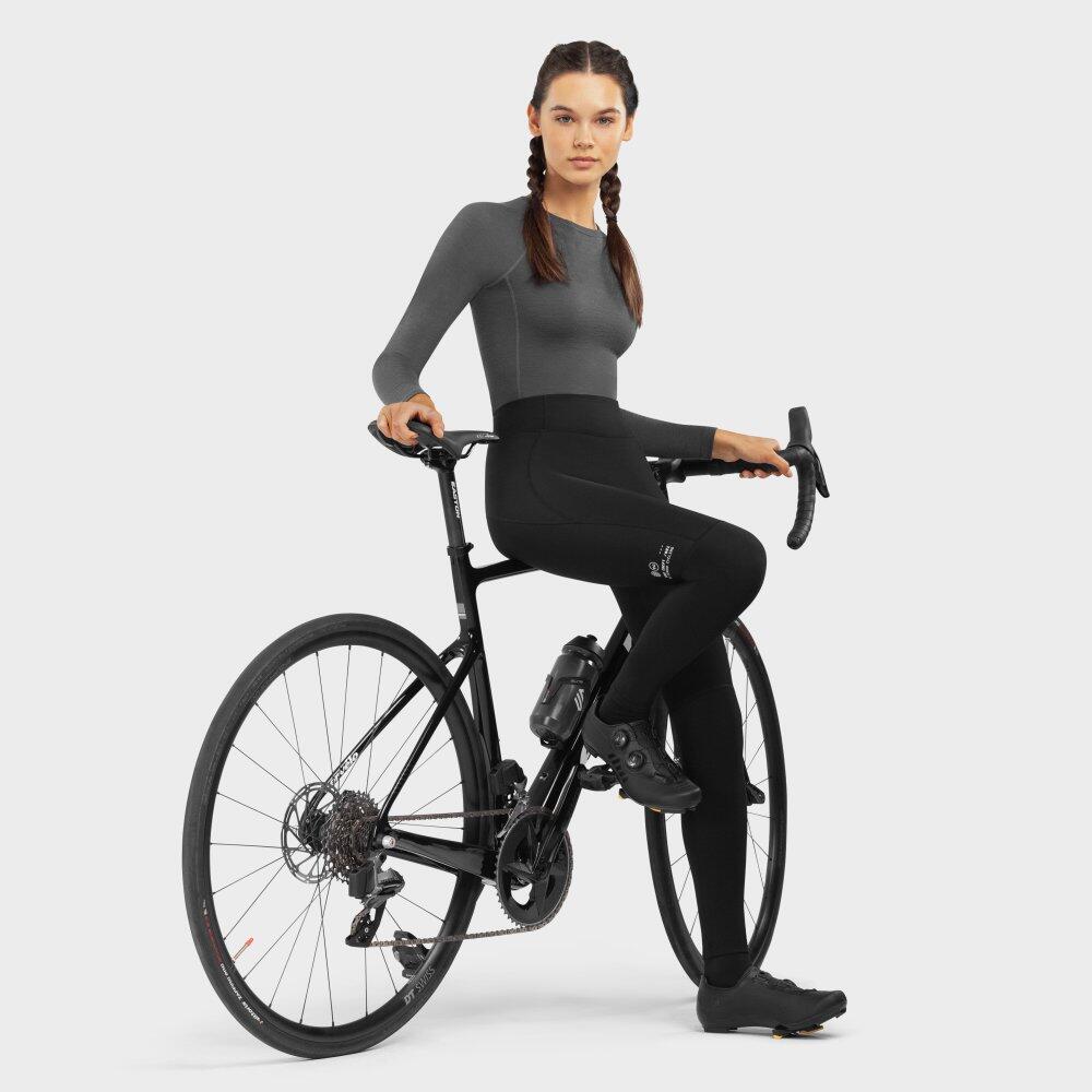 Pantalones largos térmicos ciclismo con badana mujer Core Agility Negro 4/7