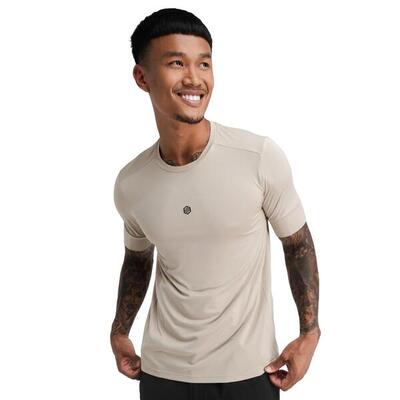 Heren fietsen gravel fiets t-shirt cedar beige