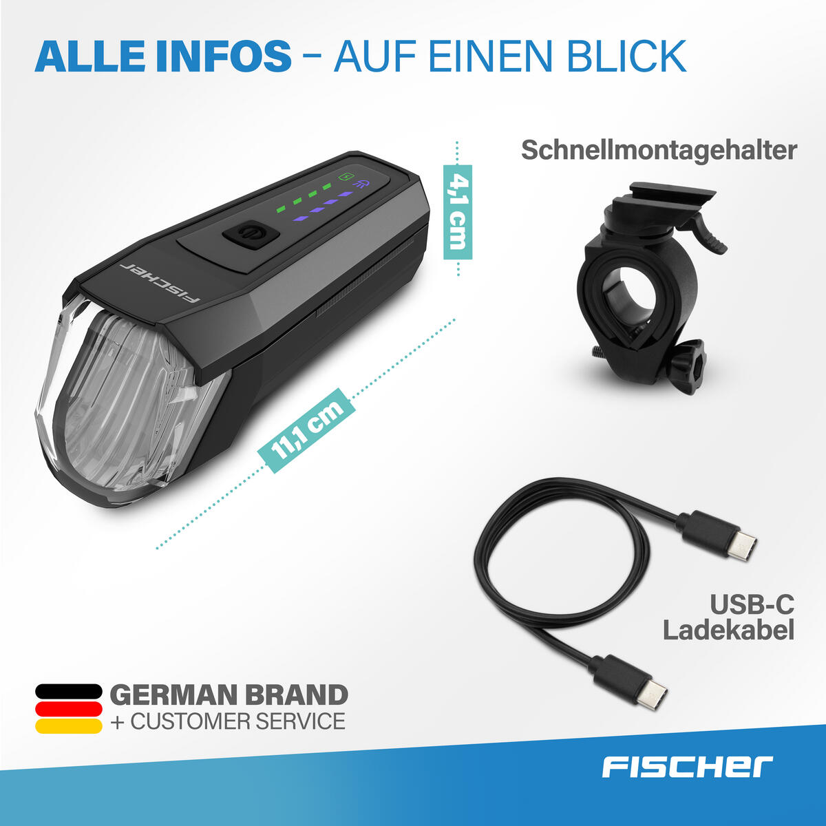FISCHER LED-Akku Frontlicht 110 Lux 7/7