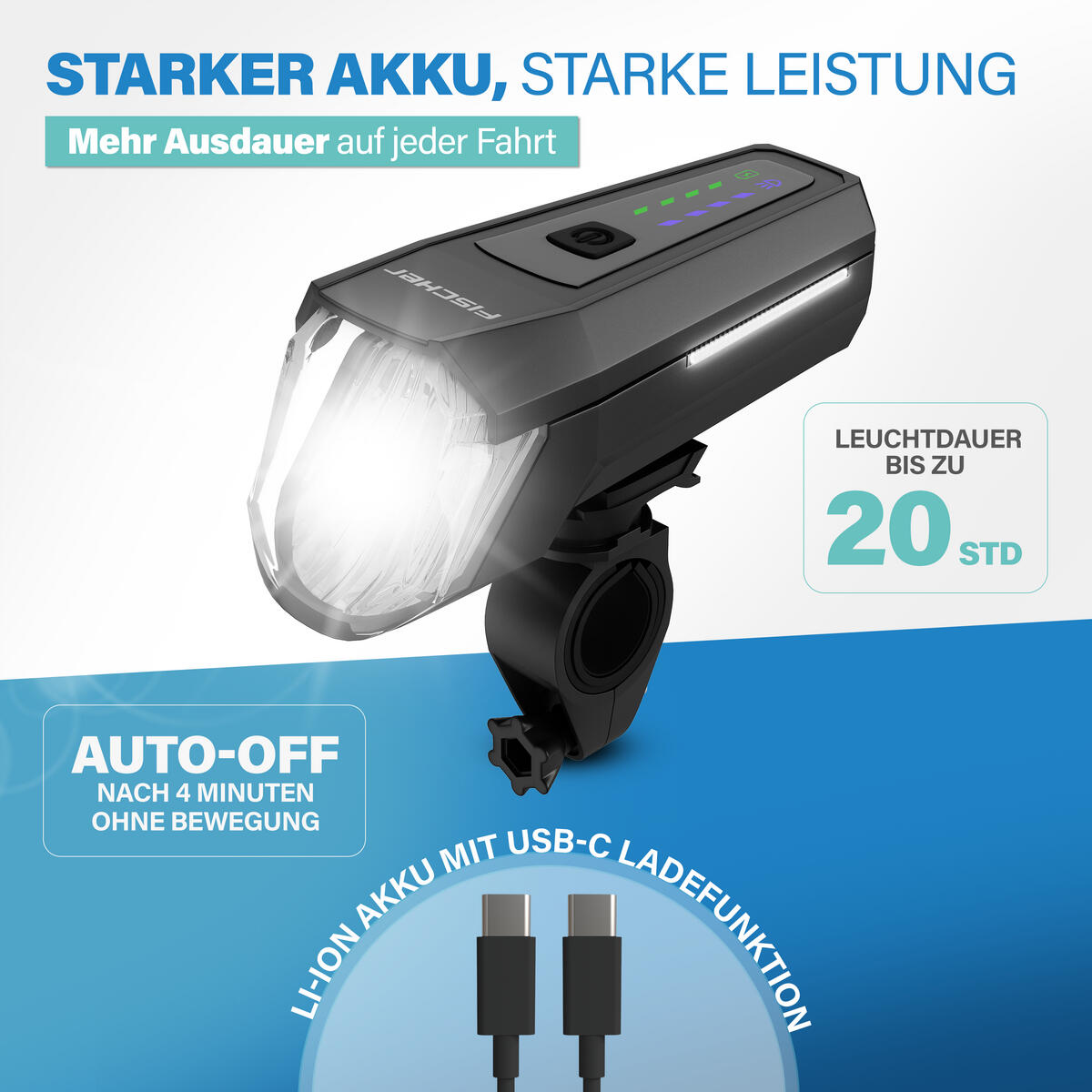 FISCHER LED-Akku Frontlicht 110 Lux 4/7