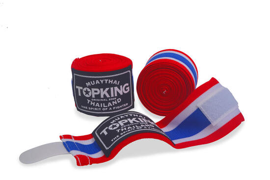 BANDES DE BOXE TOPKING COTON ÉLASTIQUE ROUGE 4 MÈTRES