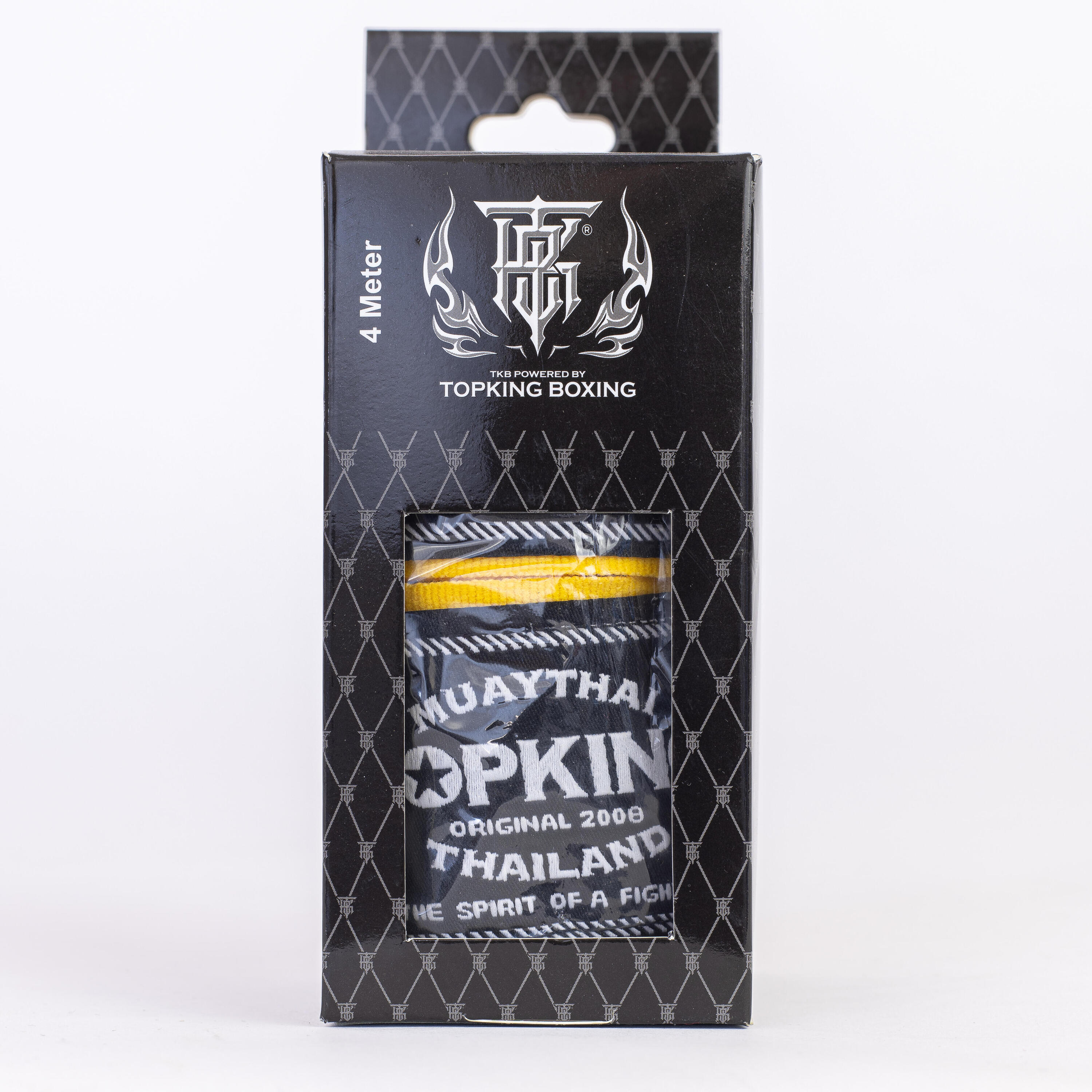 BANDES DE BOXE TOPKING COTON ÉLASTIQUE JAUNE 4 MÈTRES 2/4