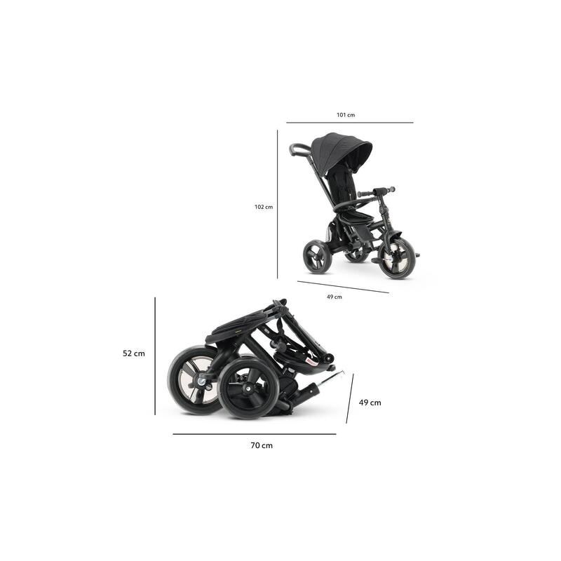 Tricicletă Explorer - Pliabilă cu coș - Rotire 360º - Negru