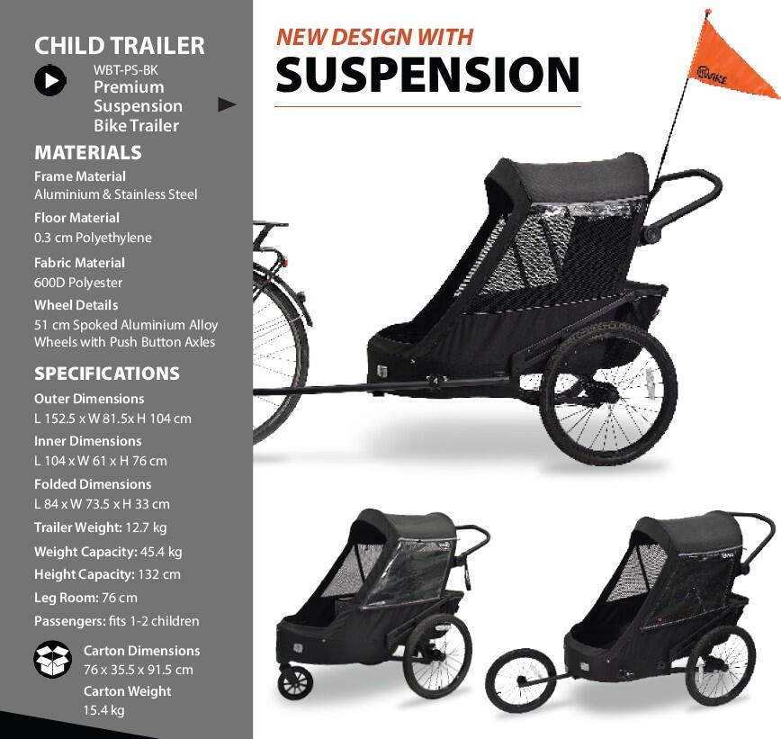 Premium Fahrradanhnger mit Federung  inklusive Kinderwagen- und  Jogger-Set | Decathlon