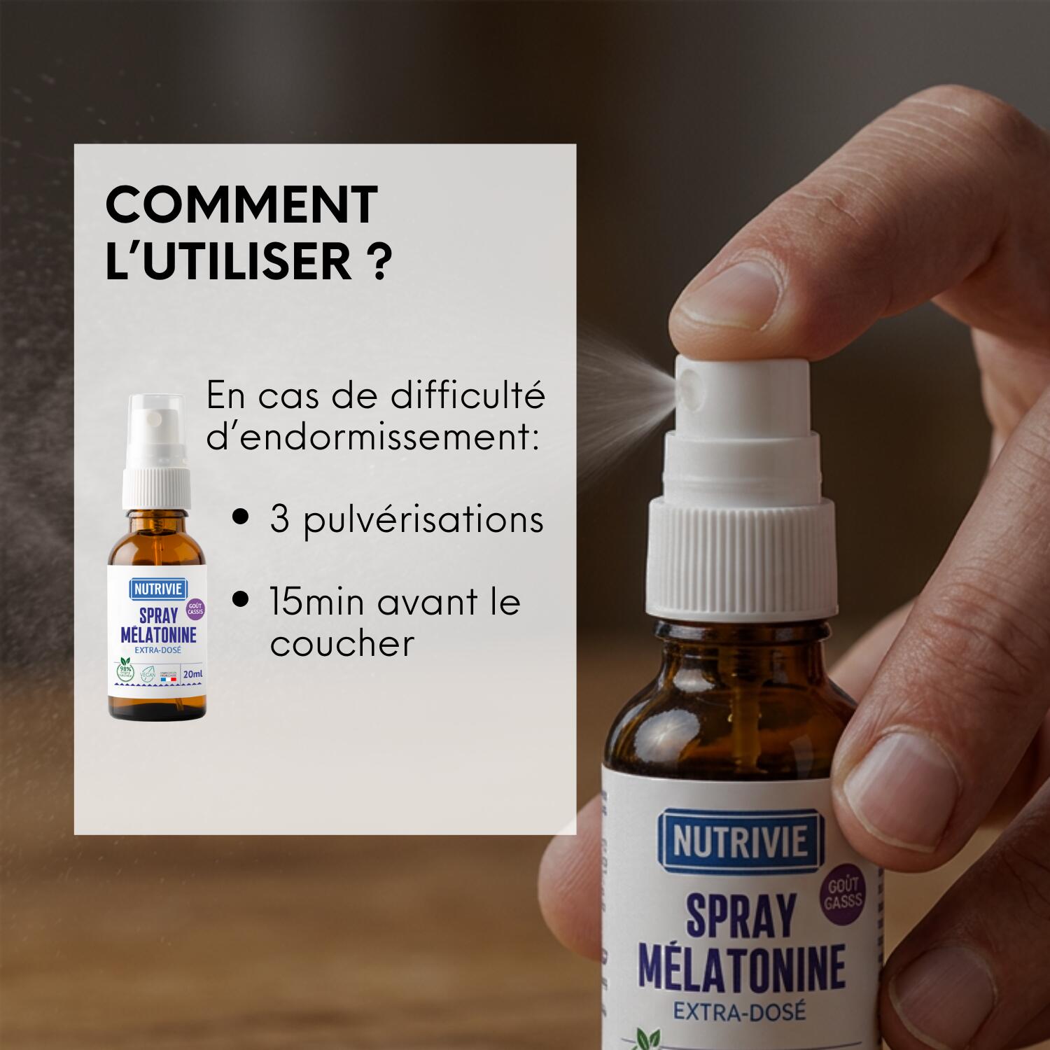 Spray Mélatonine Sommeil Récupération Sportive – Endormissement Rapide 1,9mg 4/5