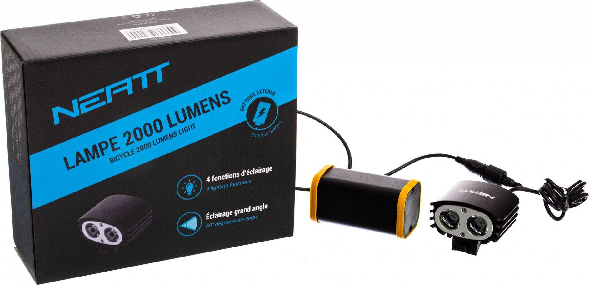 Luz frontal recarregável de 2000 lúmenes Neatt com bateria externa 5/5