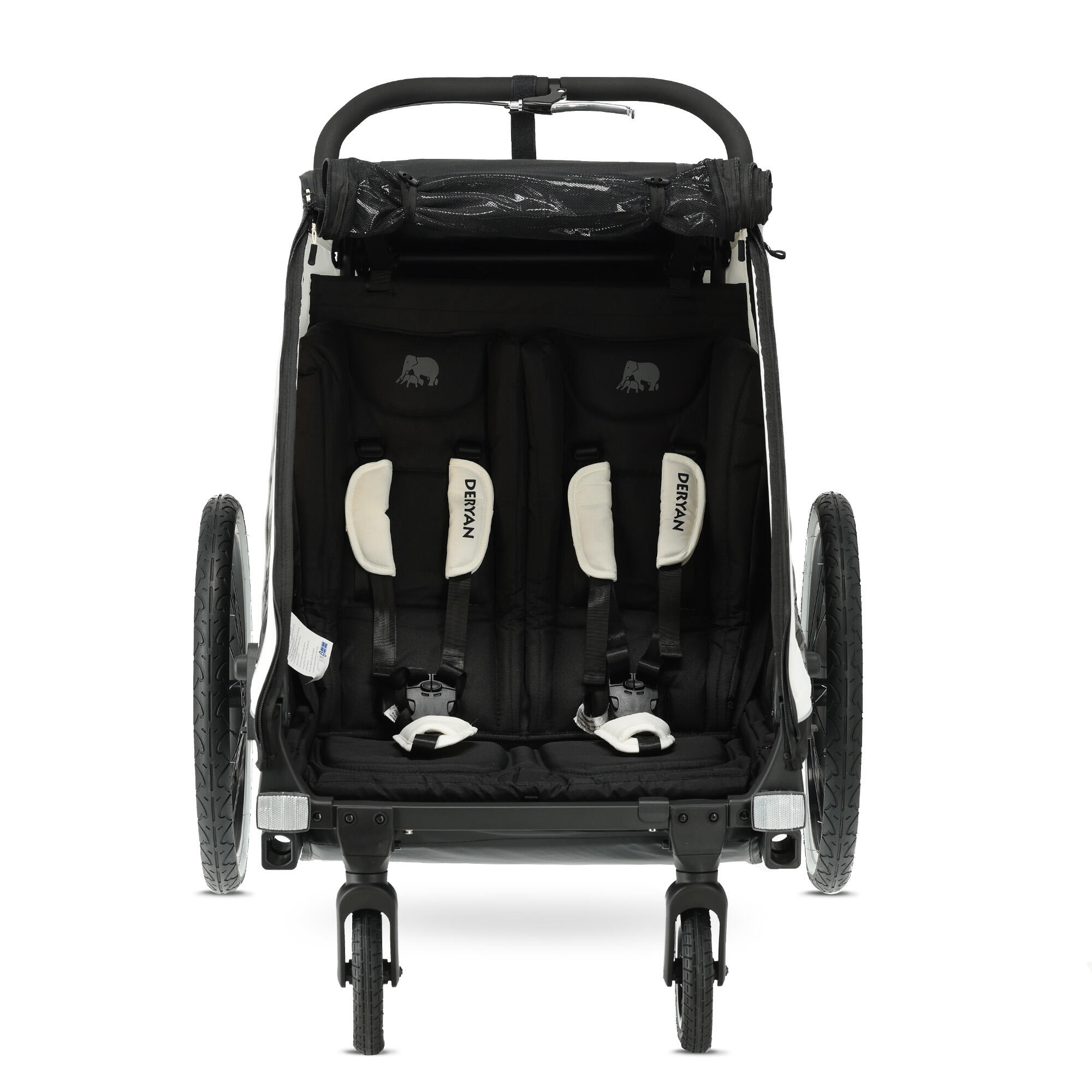 Luxus 3-in-1 Fahrradanhänger V2 - Kinderwagen - 2 Personen - Creme 4/8