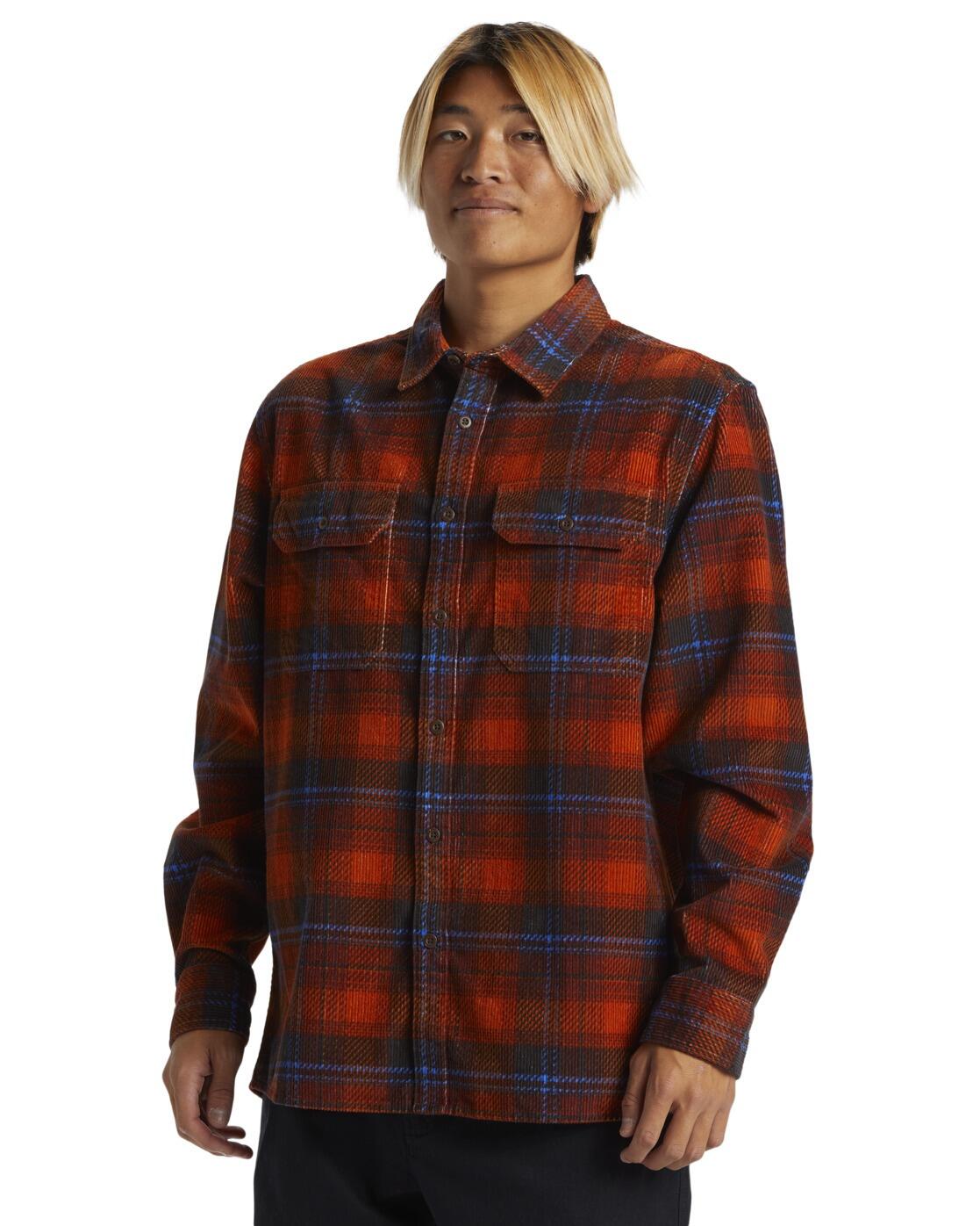 Chemise manches longues en velours côtelé VENTURE Marron Homme 3/4