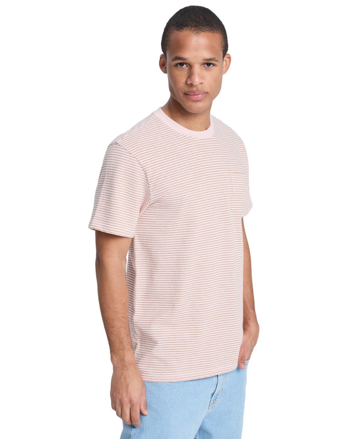 T-Shirt à manches courtes LOPAZ STRIPED POCKET Rose Homme 3/4