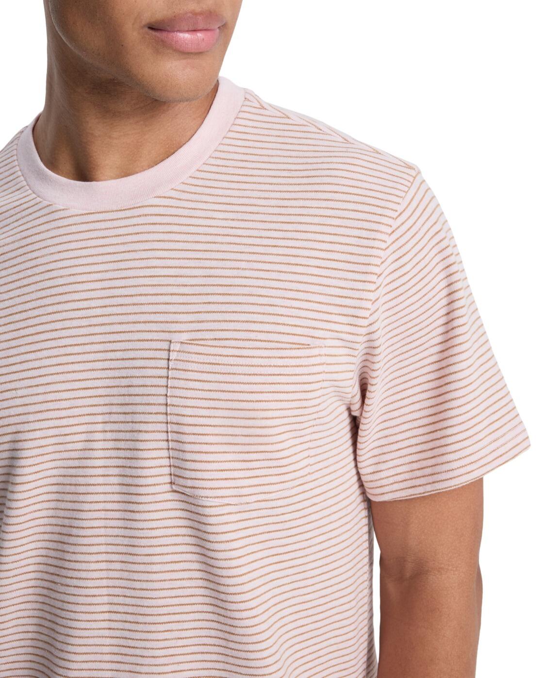 T-Shirt à manches courtes LOPAZ STRIPED POCKET Rose Homme 4/4