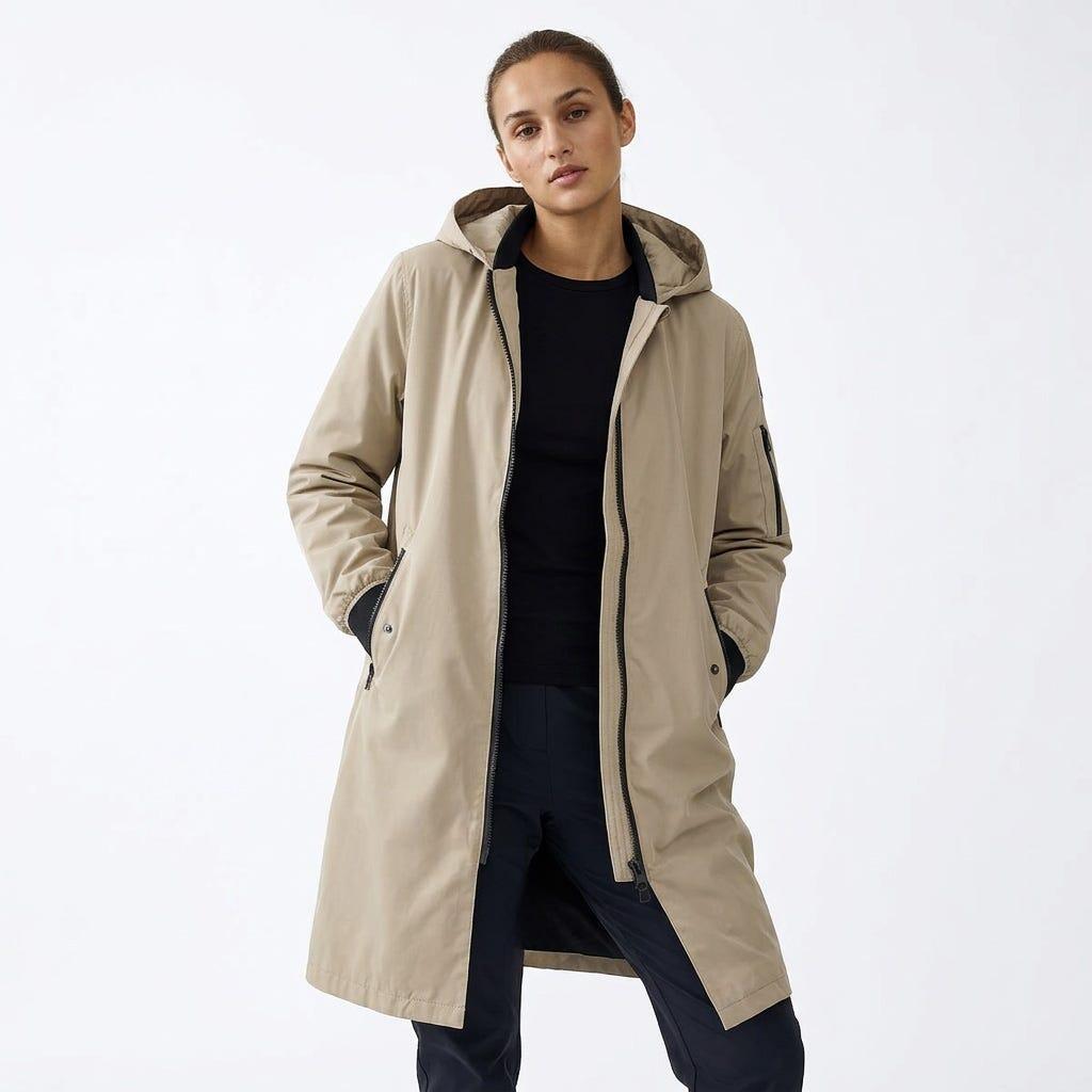 Long Bomber Giacca antipioggia Urban Outdoor Donne Cement 2/7