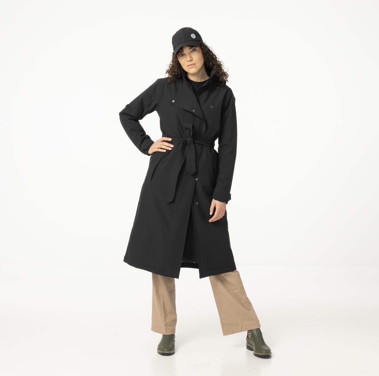 Trench Coat Long Regenjacke  Damen Black 3/7