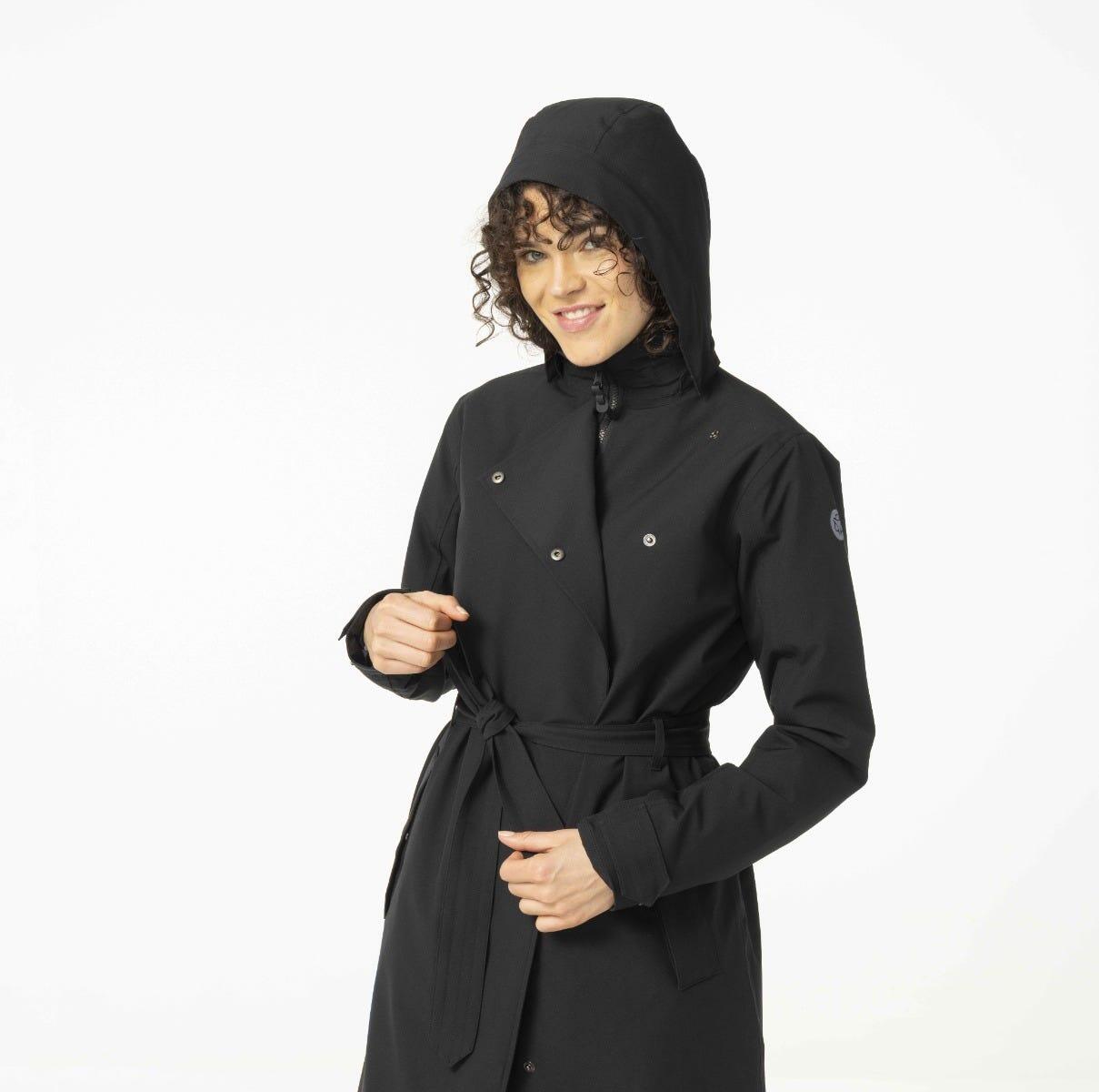 Trench Coat Long Regenjacke  Damen Black 5/7