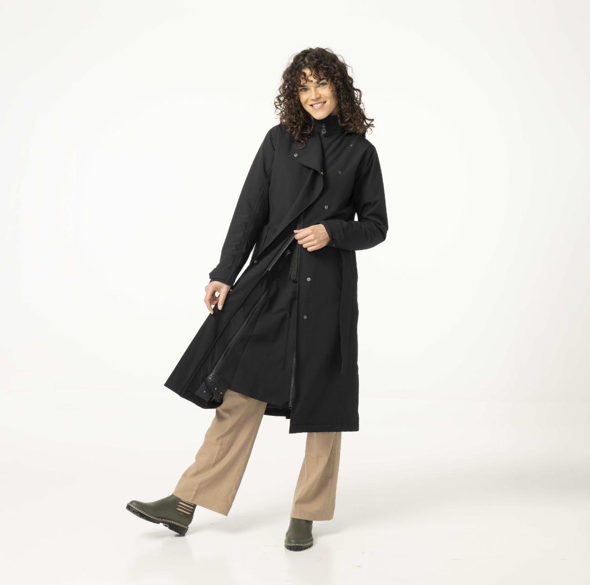 Trench Coat Long Regenjacke  Damen Black 7/7
