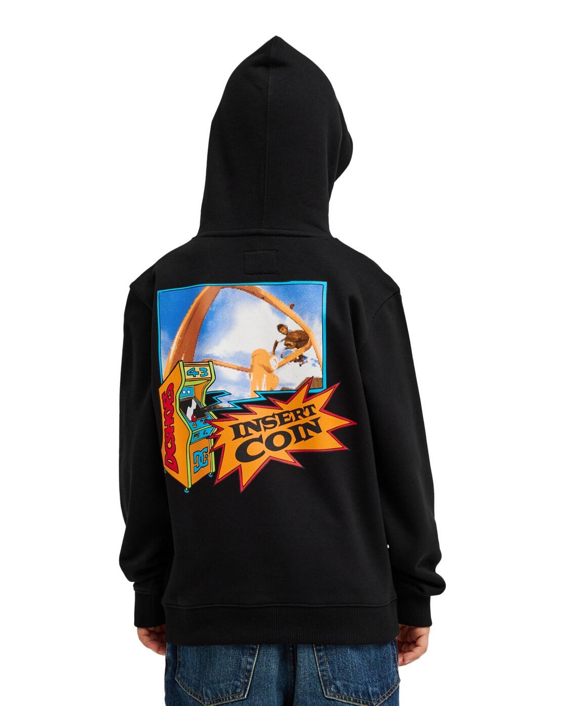 Hoodie INSERT A COIN Schwarz Jongens 8-16 3/4