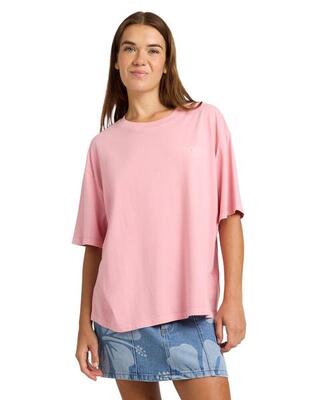 T-shirt talloversize washed rosa dames
