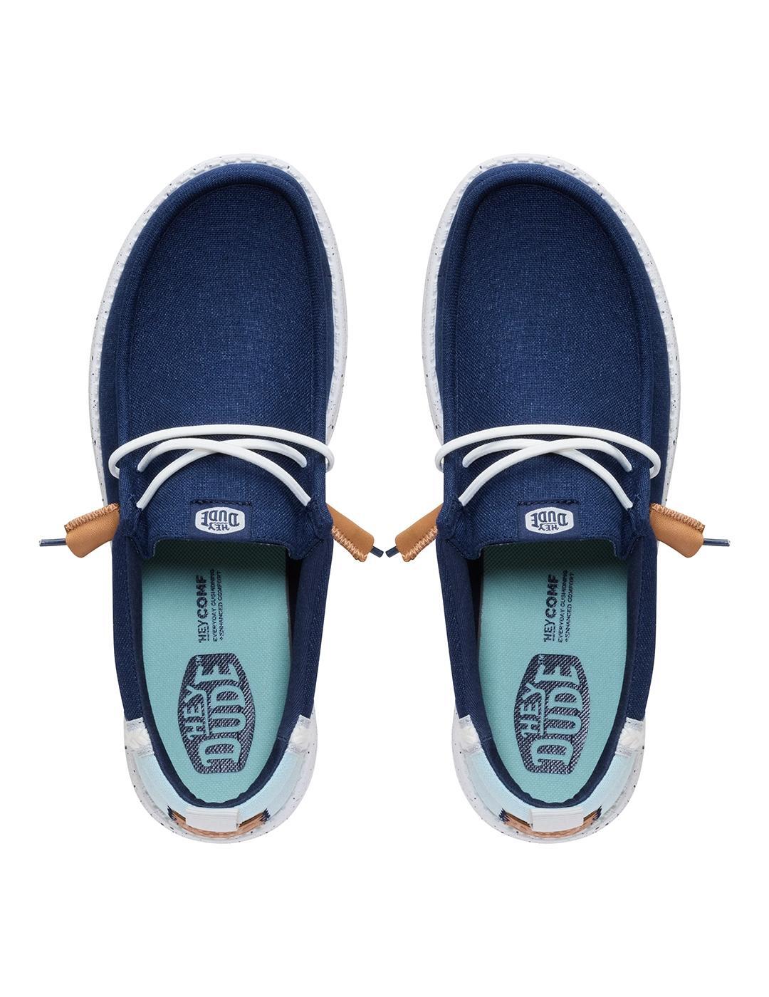 Turnschuhe für Männer Hey Dude Wally Sommerleinen Marineblau. 7/7