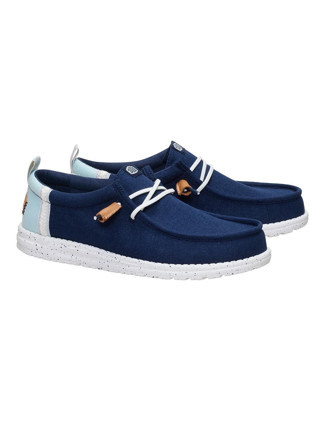 Turnschuhe für Männer Hey Dude Wally Sommerleinen Marineblau. 6/7