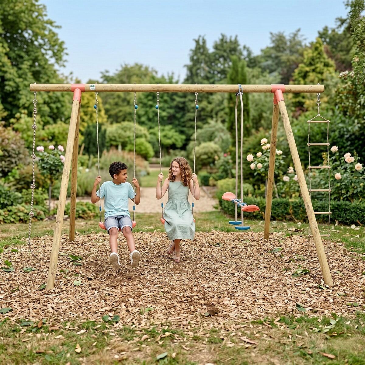 Portique bois 2,30 m Topwood NANI 2 pour 6 enfants 2/9