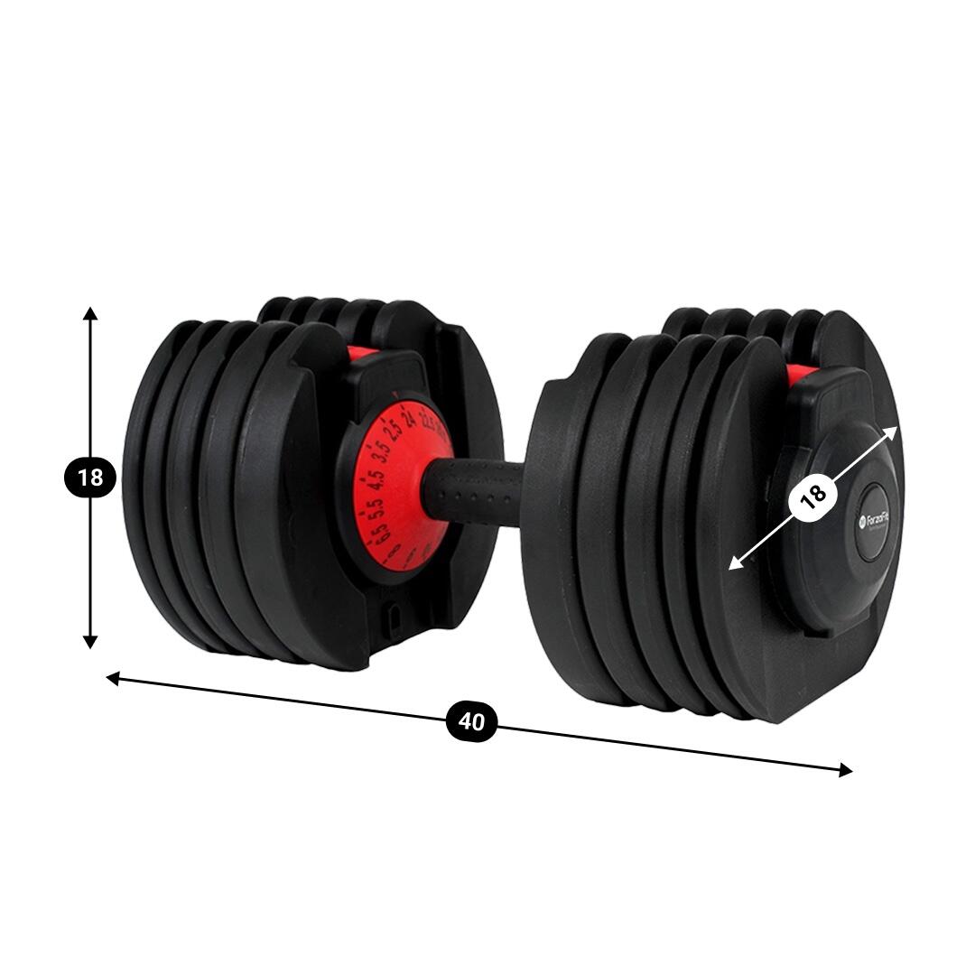 Conjunto de halteres ajustáveis - 2,5 kg a 24 kg - Preto 7/7