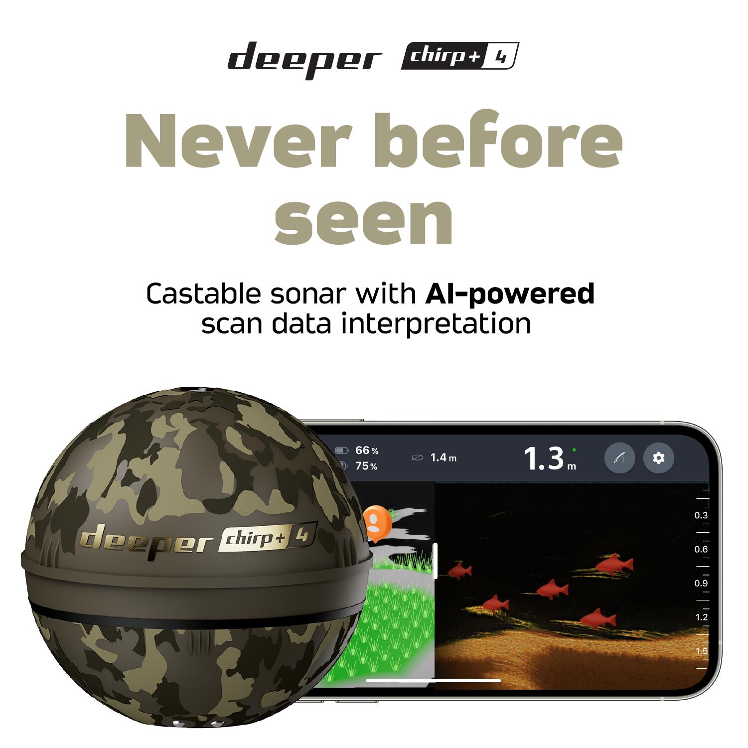 Deeper CHIRP+ 4 AI visvinder met GPS – Draagbare sonar voor vissen 3/7