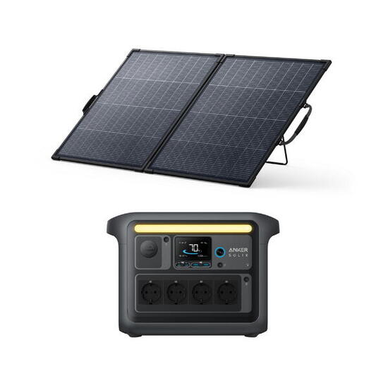 Kit Powerstation Anker SOLIX C1000X mit Bifaziales Solarpanel 200 W (0% MwSt)