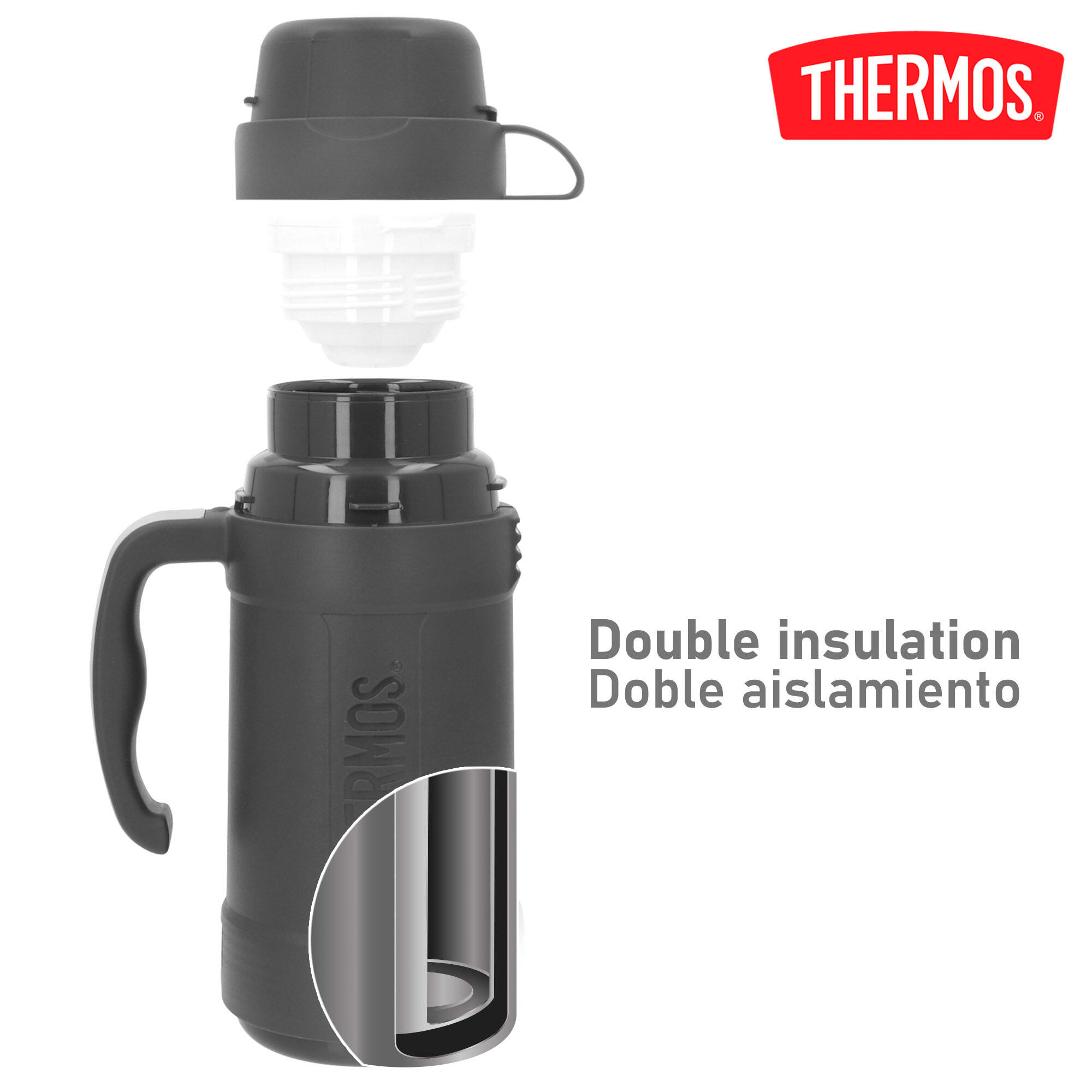 Botella térmica de 500 ml aislamiento doble pared con vaso 3/7