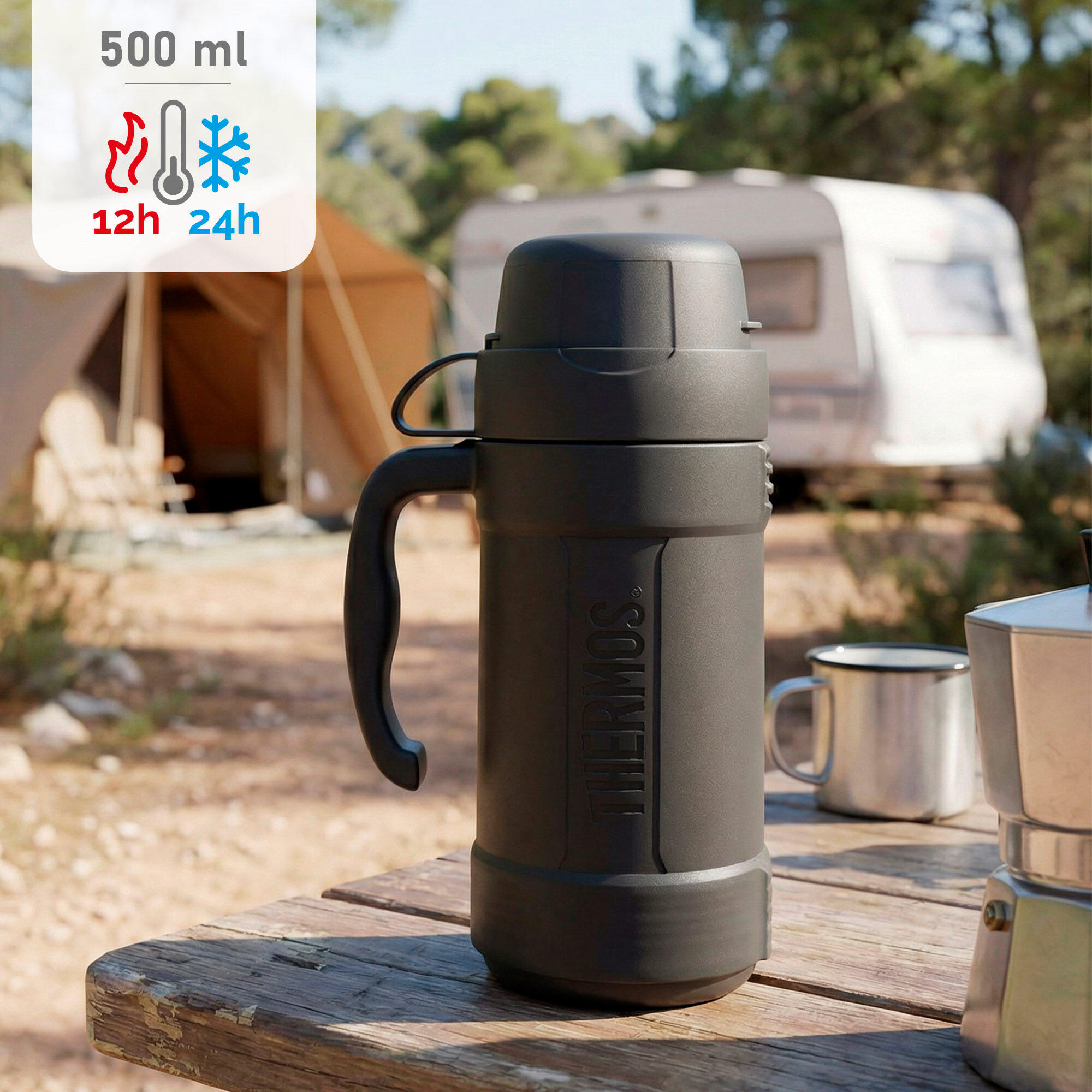 Botella térmica de 500 ml aislamiento doble pared con vaso 2/7