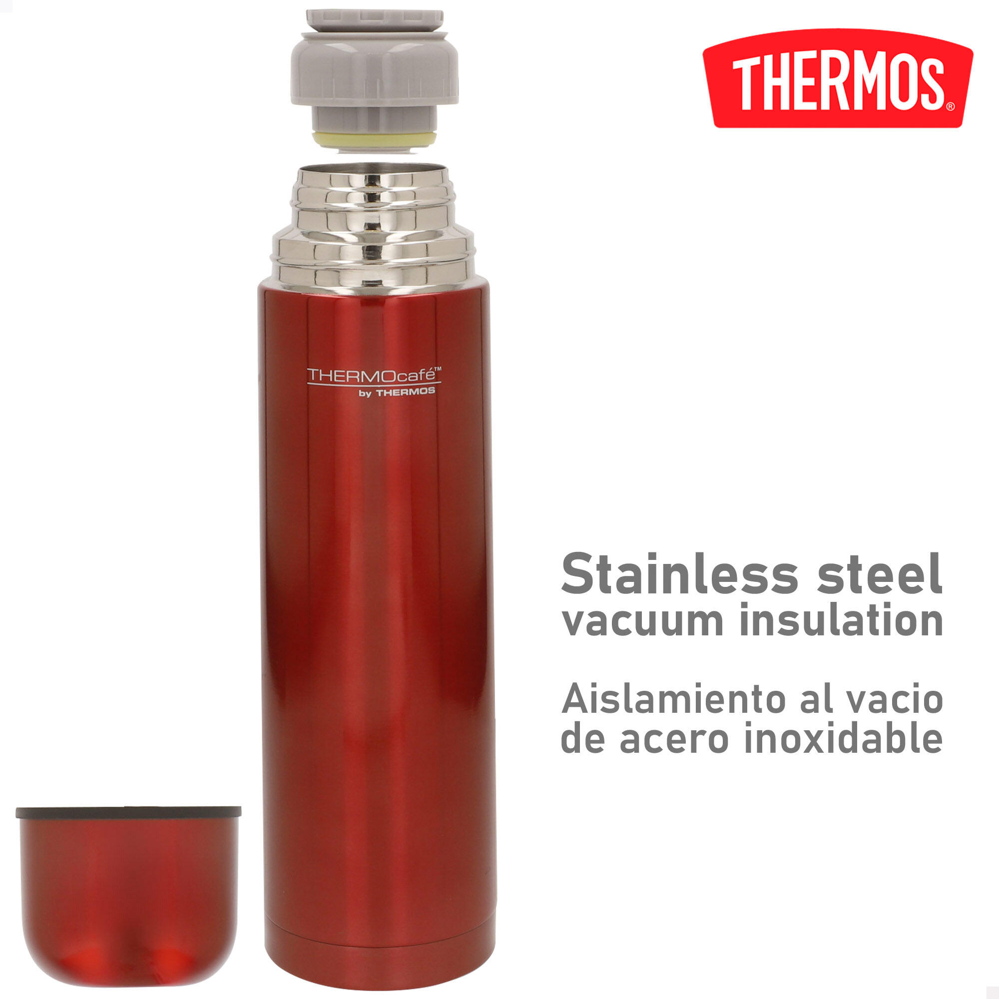 Botella térmica 1L acero inoxidable con aislamiento al vacío con vaso 3/7
