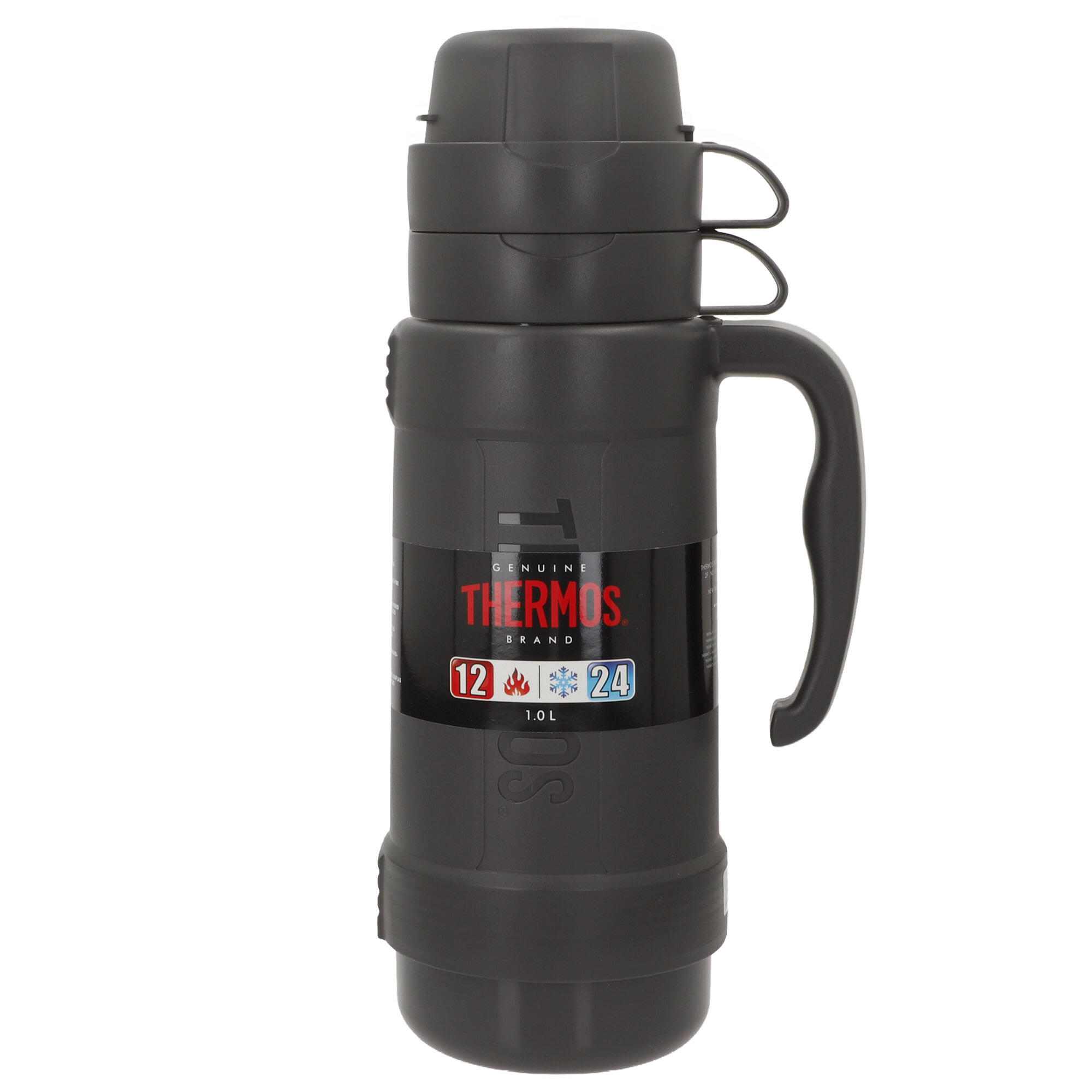 Bouteille isotherme de 1 L à double paroi avec 2 verres 7/7