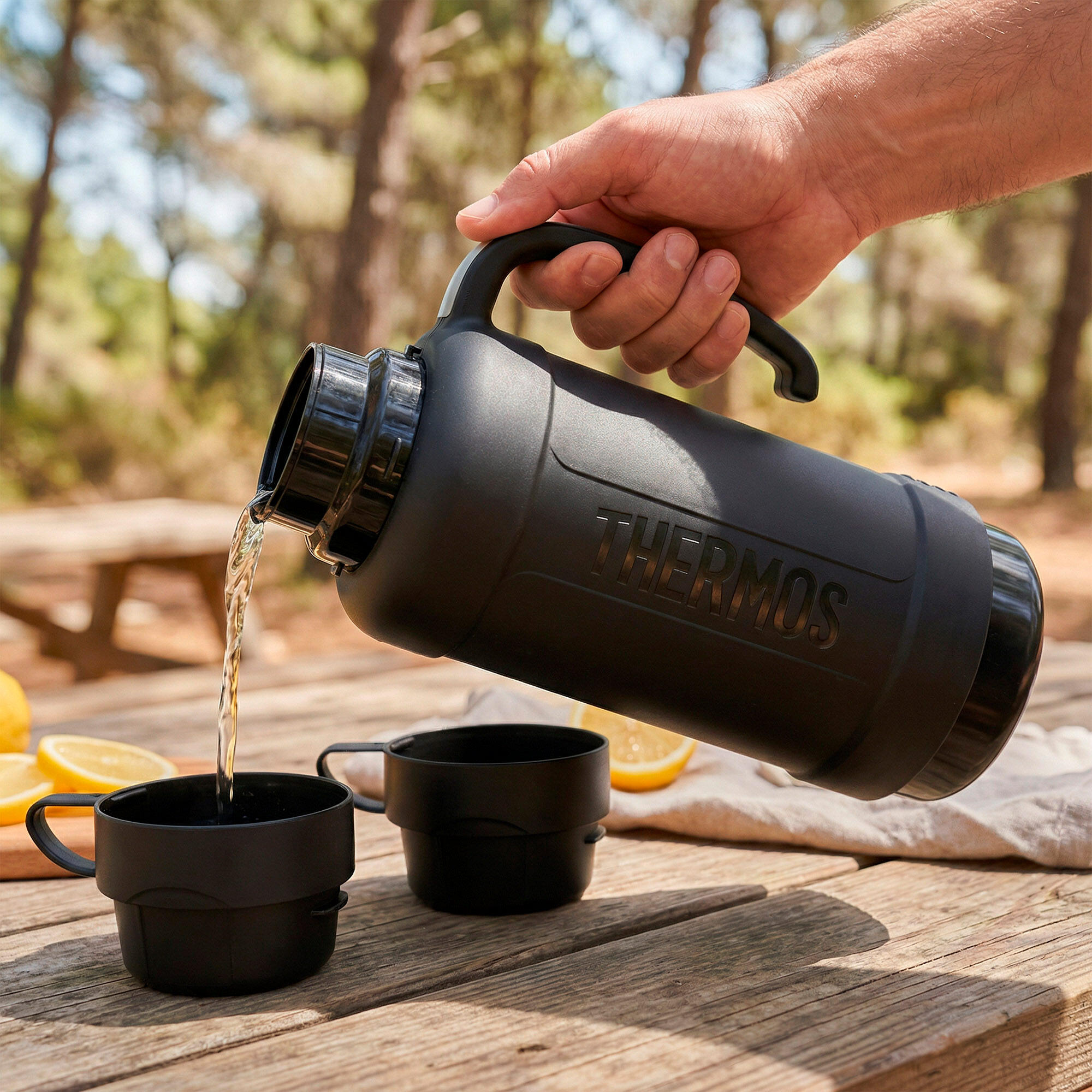 Bouteille isotherme de 1,8 L à double paroi avec 2 verres 4/7
